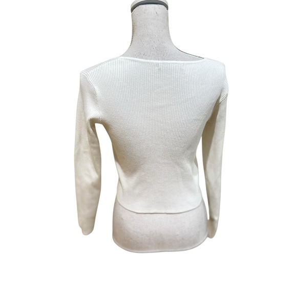 Brandy Melville off white Ribbed v neck button down cropped Cardigan size small - Picture 5 of 8